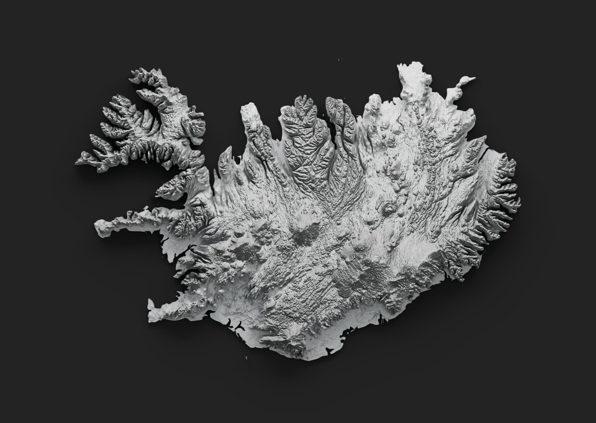Shaded relief map of Iceland